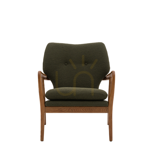 Jelölje be Gallery Direct Jensen zöld fotel tölgyfa vázzal 73 × 71 × 85 cm