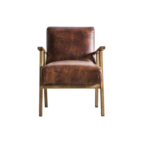 Jelölje be Gallery Direct Neyland vintage barna bőr fotel, 61 cm