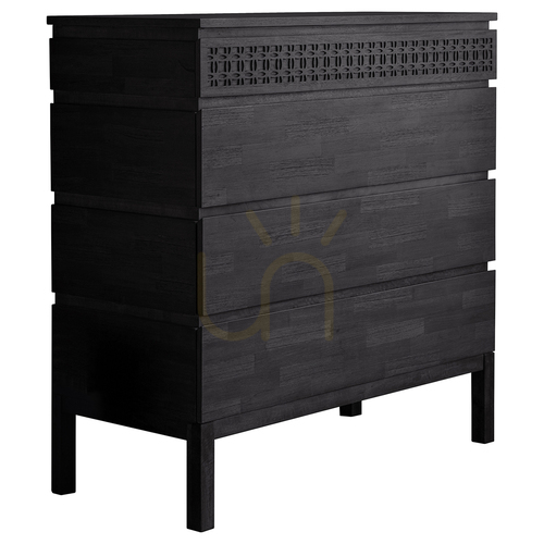 Jelölje be Komód Gallery Direct Boho Boutique 4 fiókos fekete mangófa 100x46x104 cm
