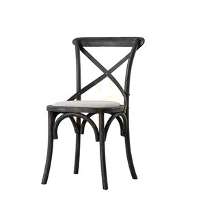 Étkezőszék szett 2 db fekete kereszt hátú vászon ülőpárnával Gallery Direct Cafe small 3