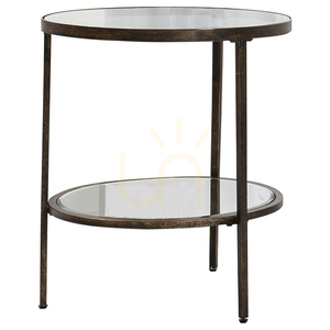 Oldalsó asztal Gallery Direct Hudson bronz kerek 50x50x60 cm üveg MDF fém small 0