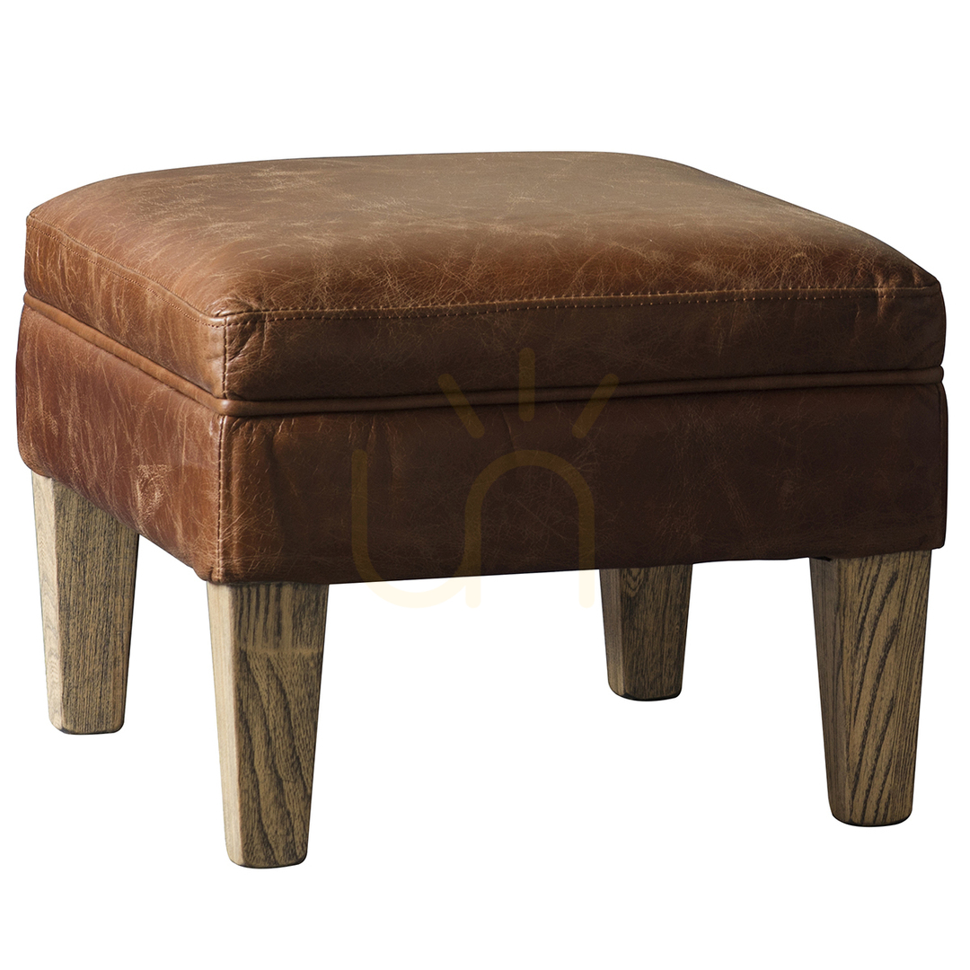Jelölje be Széklet Gallery Direct Mr. Paddington vintage barna bőr kőris 55x45x36 cm Széklet Gallery Direct Mr. Paddington vintage barna bőr kőris 55x45x36 cm