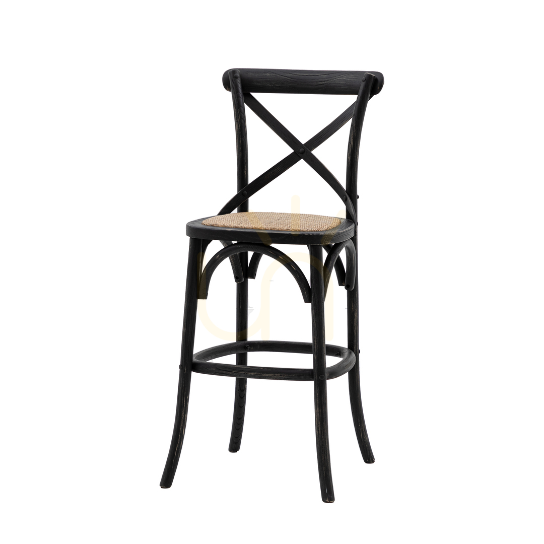 Kilátás Bárszék Gallery Direct fekete rattan bisztró stílusú 66 cm, 2 db Bárszék Gallery Direct fekete rattan bisztró stílusú 66 cm, 2 db