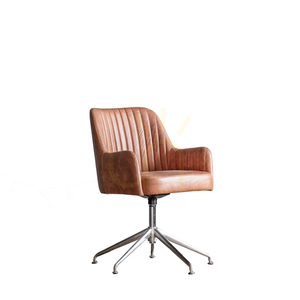 Forgószék Gallery Direct Curie vintage barna bőr ezüst talppal 5059413395987 small 3