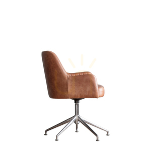 Forgószék Gallery Direct Curie vintage barna bőr ezüst talppal 5059413395987 small 5