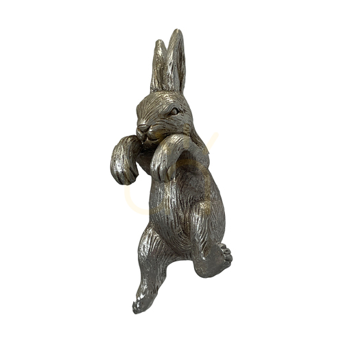 Jelölje be Cserepes akasztó nyúl figura 2 db ezüst polirezin Gallery Direct Pippa Hare 5059413411045