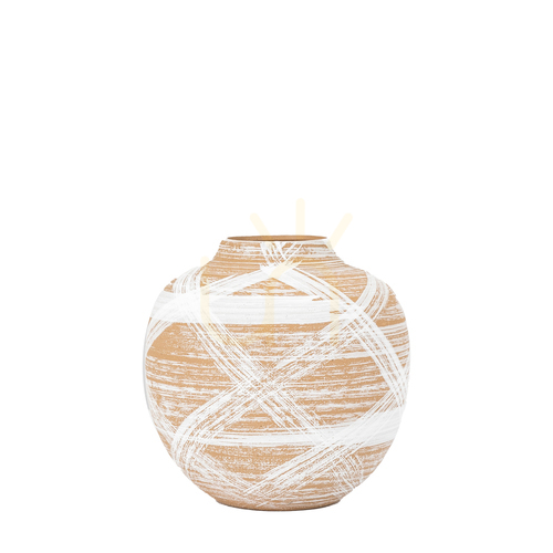 Jelölje be Váza Gallery Direct barna-fehér kőedény kézzel festett 18,5 cm