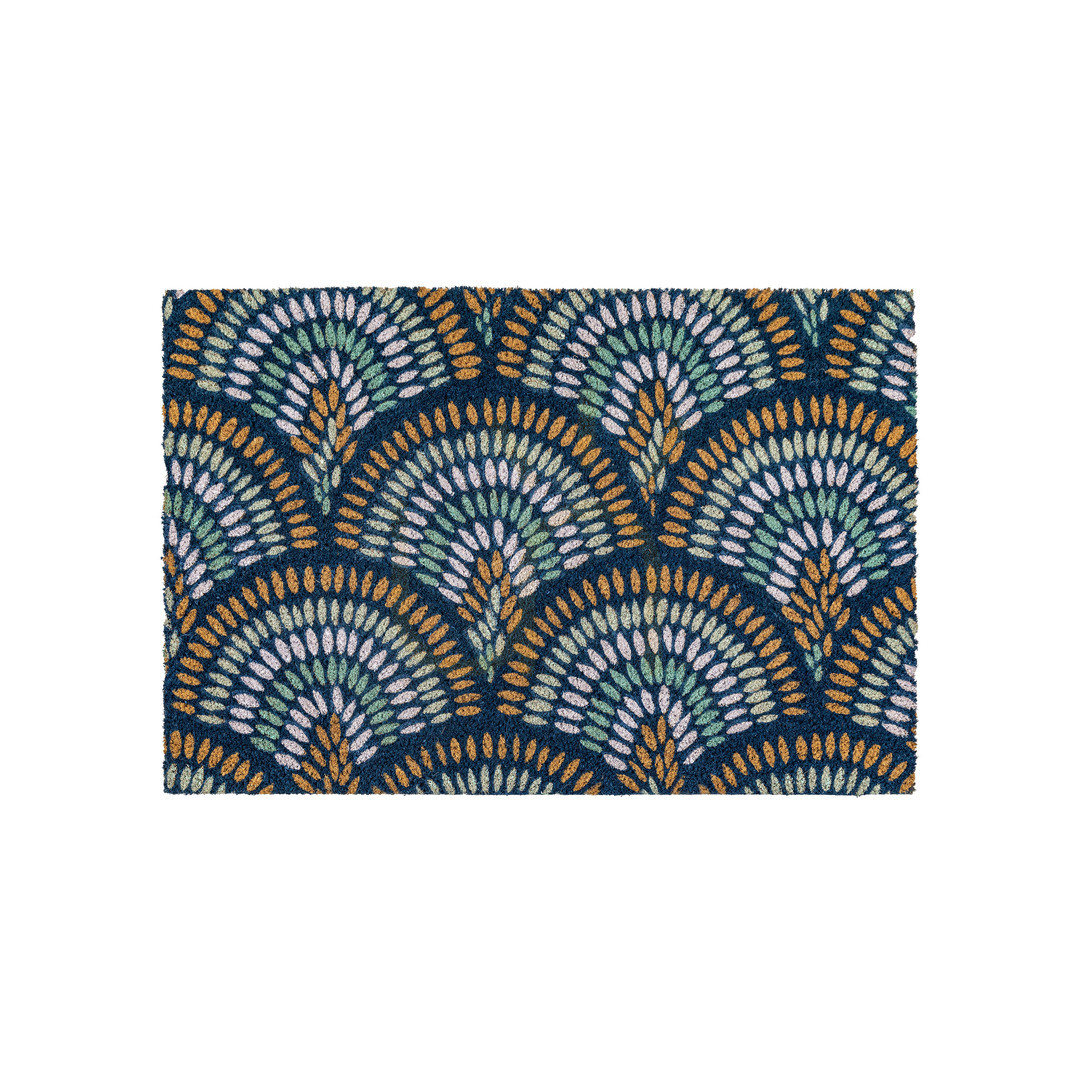 Jelölje be Gallery Direct Ikat Navy Peacock kókuszrost lábtörlő, 60 × 90 cm Gallery Direct Ikat Navy Peacock kókuszrost lábtörlő, 60 × 90 cm