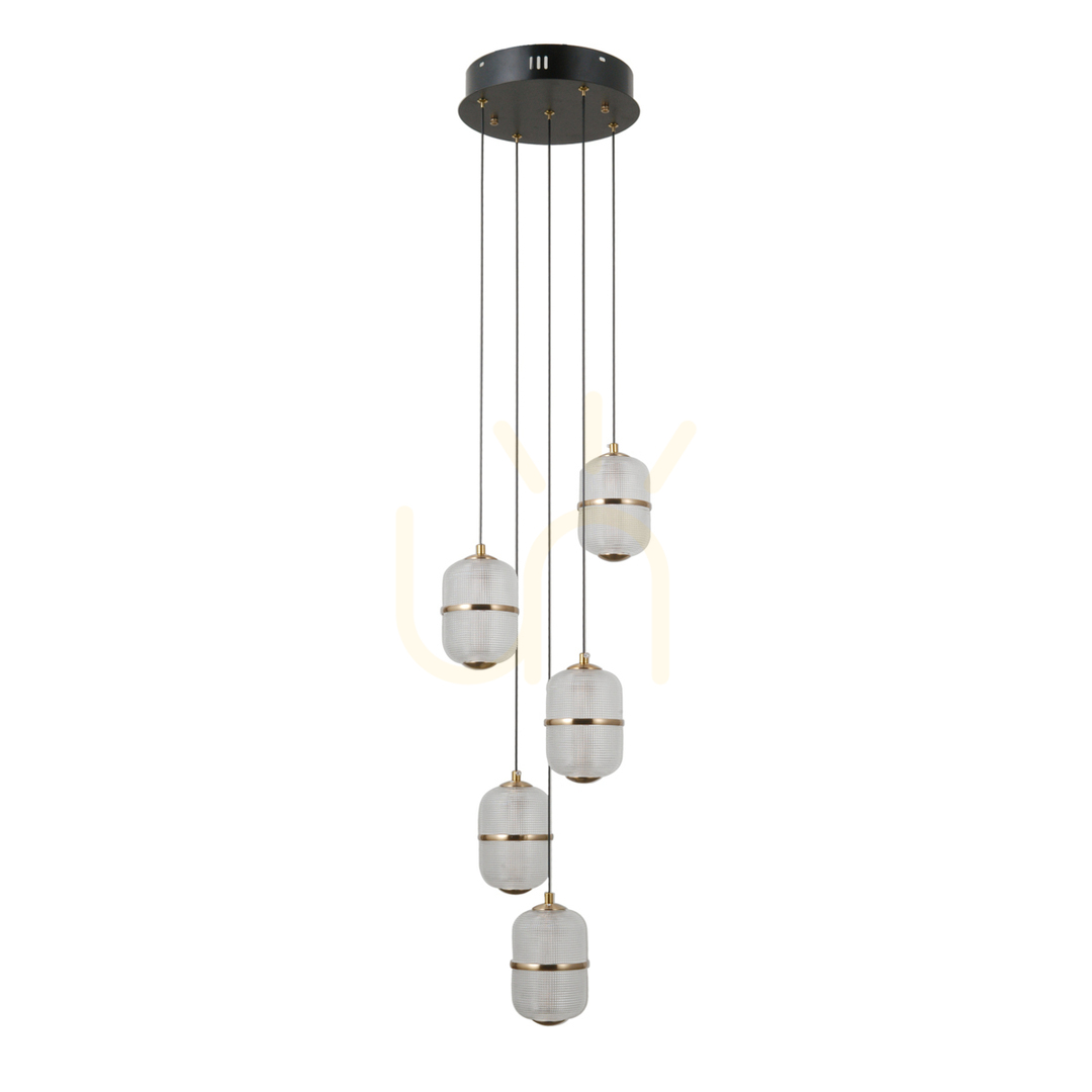 Jelölje be Italux Alani 5-pontos fekete-arany LED függőlámpa PND-34375-5-BK Italux Alani 5-pontos fekete-arany LED függőlámpa PND-34375-5-BK