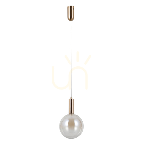 Jelölje be STRELA függőlámpa 20 cm borostyán üveggömb LED 5 W 3000 K arany Italux PND-34378-1M-HBR