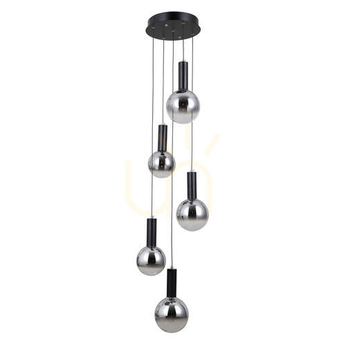 Jelölje be Italux Strela fekete LED függőlámpa, 5 fényforrással, 35 cm, PND-34378-5S-BK
