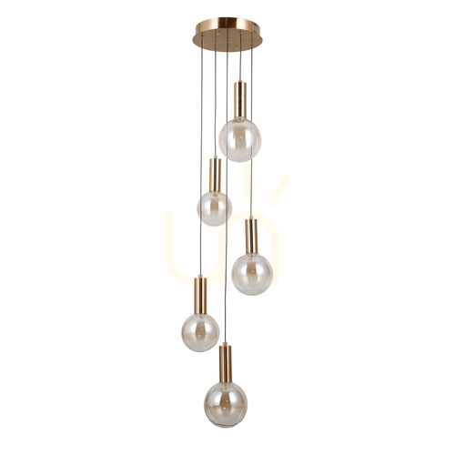 Jelölje be Italux Strela LED 5 pontos borostyán függőlámpa PND-34378-5S-HBR