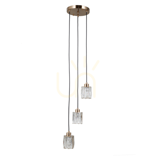 Jelölje be Italux függőlámpa aranysárga üveg 3xE14 27 cm PND-40813-3R-HBR