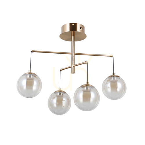 Jelölje be Függőlámpa Italux Velada LED 4 pontos aranysárga üveg PND-34381-4-HBR