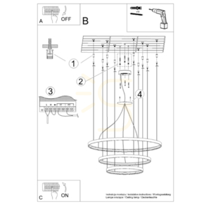 RIO 3 csillár 55/78/110 cm vörös okker LED 4000K THORO small 9