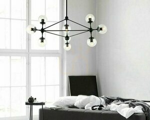 Mennyezeti lámpa Bao fekete üveg-fém 10 fényű E27 Open Design Highlights small 1