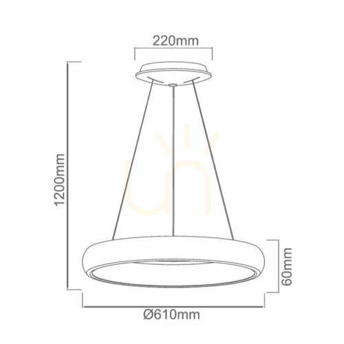 Jelölje be Függőlámpa Rotto Grey S 3000K Open Design Highlights, fehér-szürke, 610 mm, LED