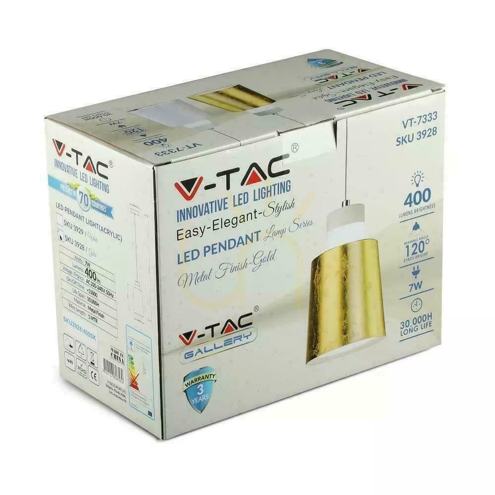 Előnézet V-TAC VT-7333-G LED függőlámpa, arany, 7 W, 4000 K, 400 lm V-TAC VT-7333-G LED függőlámpa, arany, 7 W, 4000 K, 400 lm