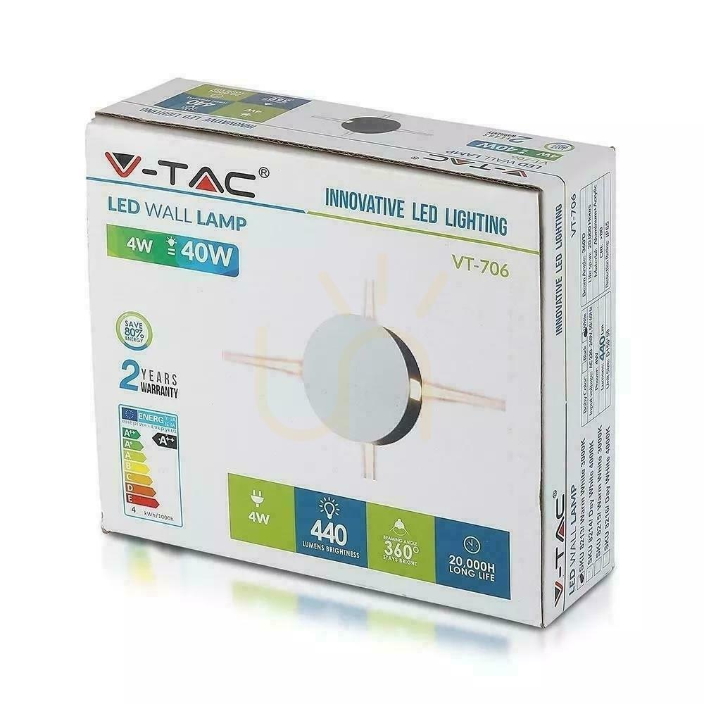 Előadás V-TAC 4W LED fali lámpatest IP65 fehér kerek VT-706 4000K 440lm. V-TAC 4W LED fali lámpatest IP65 fehér kerek VT-706 4000K 440lm.