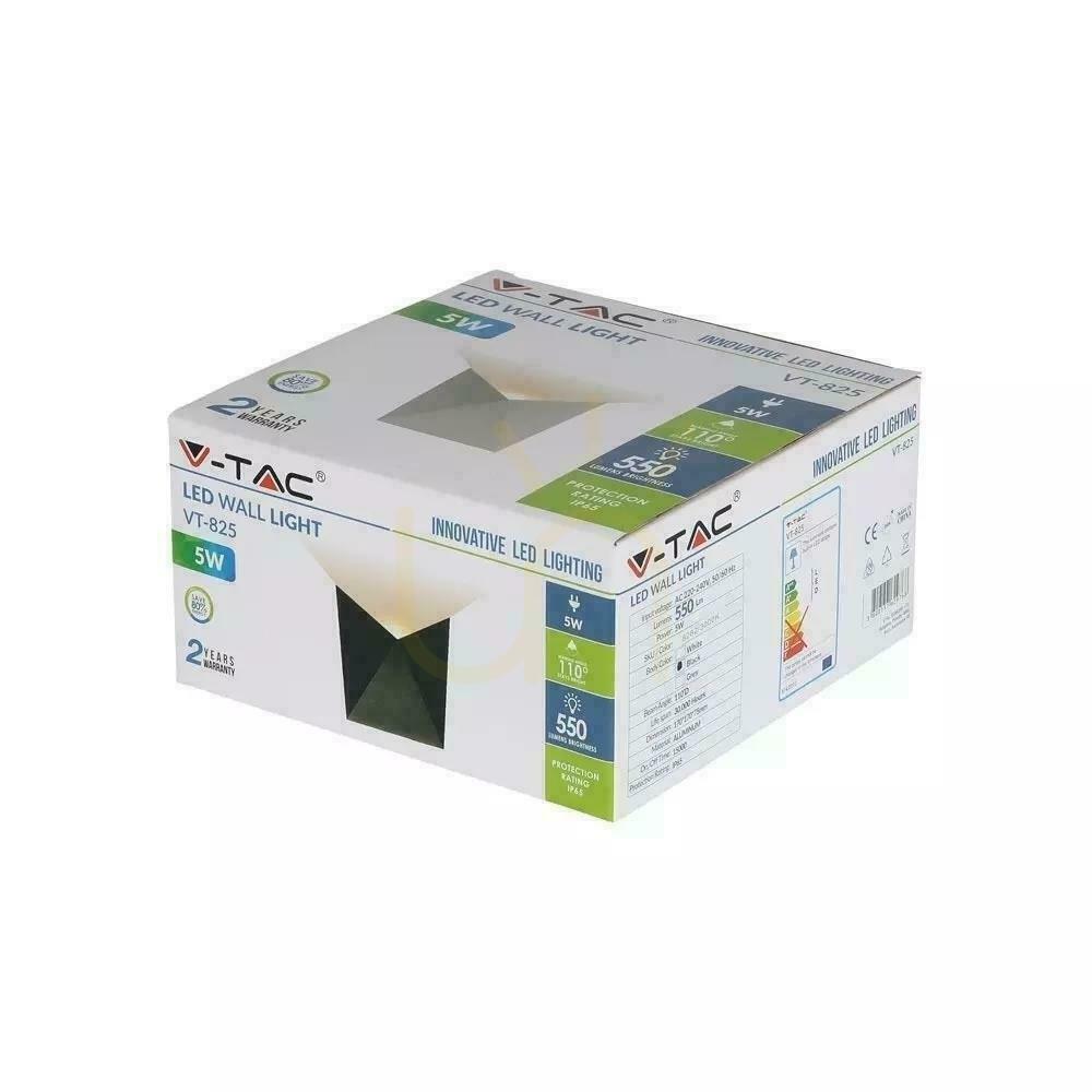 Előadás Fali lámpa V-TAC 5W LED Fekete IP65 VT-825 4000K 550lm. Fali lámpa V-TAC 5W LED Fekete IP65 VT-825 4000K 550lm.