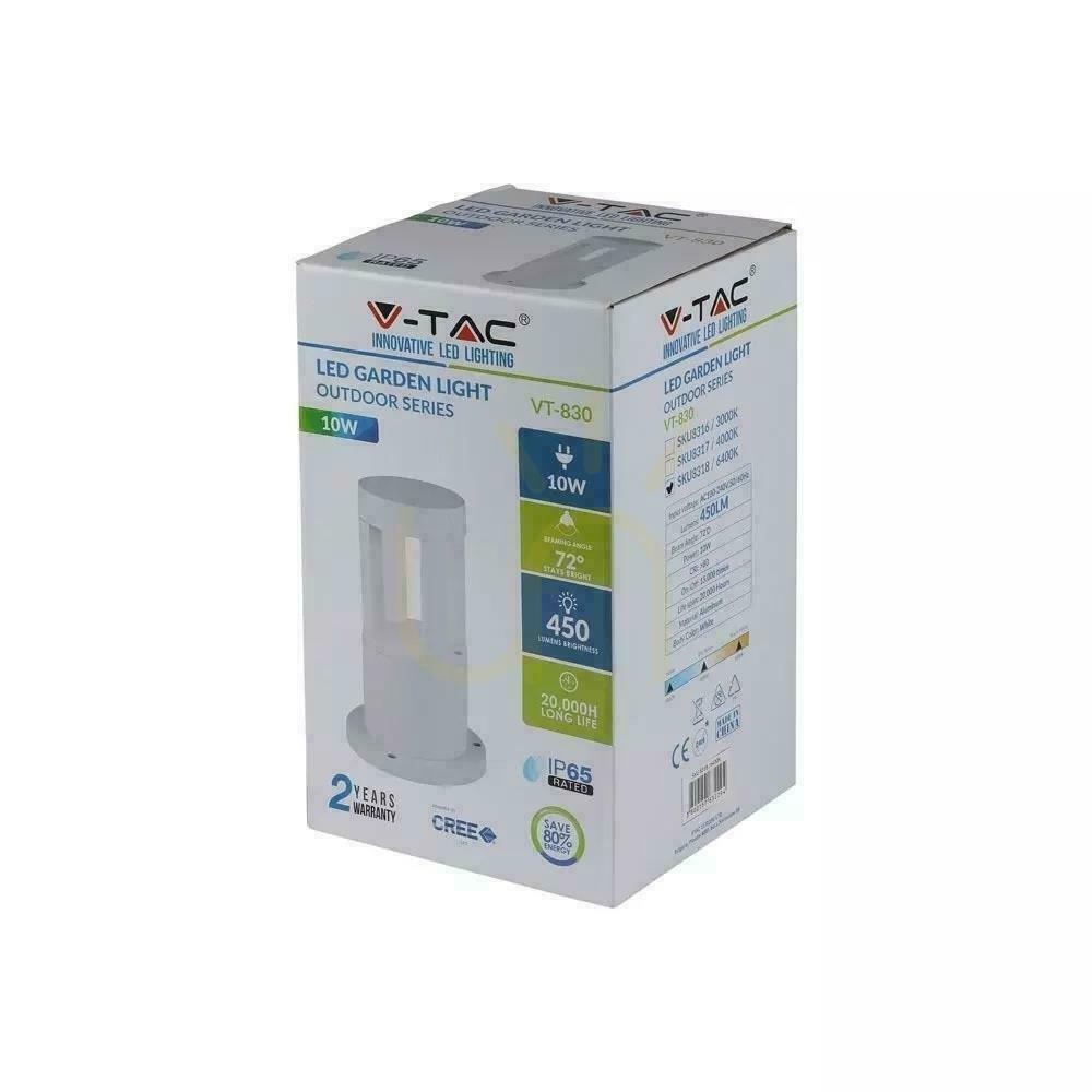 Előnézet V-TAC 10W LED kerti pólus IP65 fehér 25cm VT-830 6400K 450lm V-TAC 10W LED kerti pólus IP65 fehér 25cm VT-830 6400K 450lm
