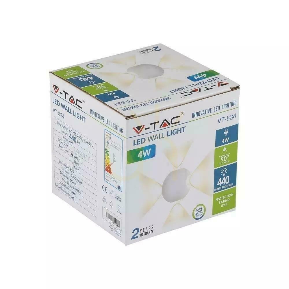 Kijelző Fali lámpa V-TAC 4W LED White Round IP65 VT-834 4000K 440lm. Fali lámpa V-TAC 4W LED White Round IP65 VT-834 4000K 440lm.