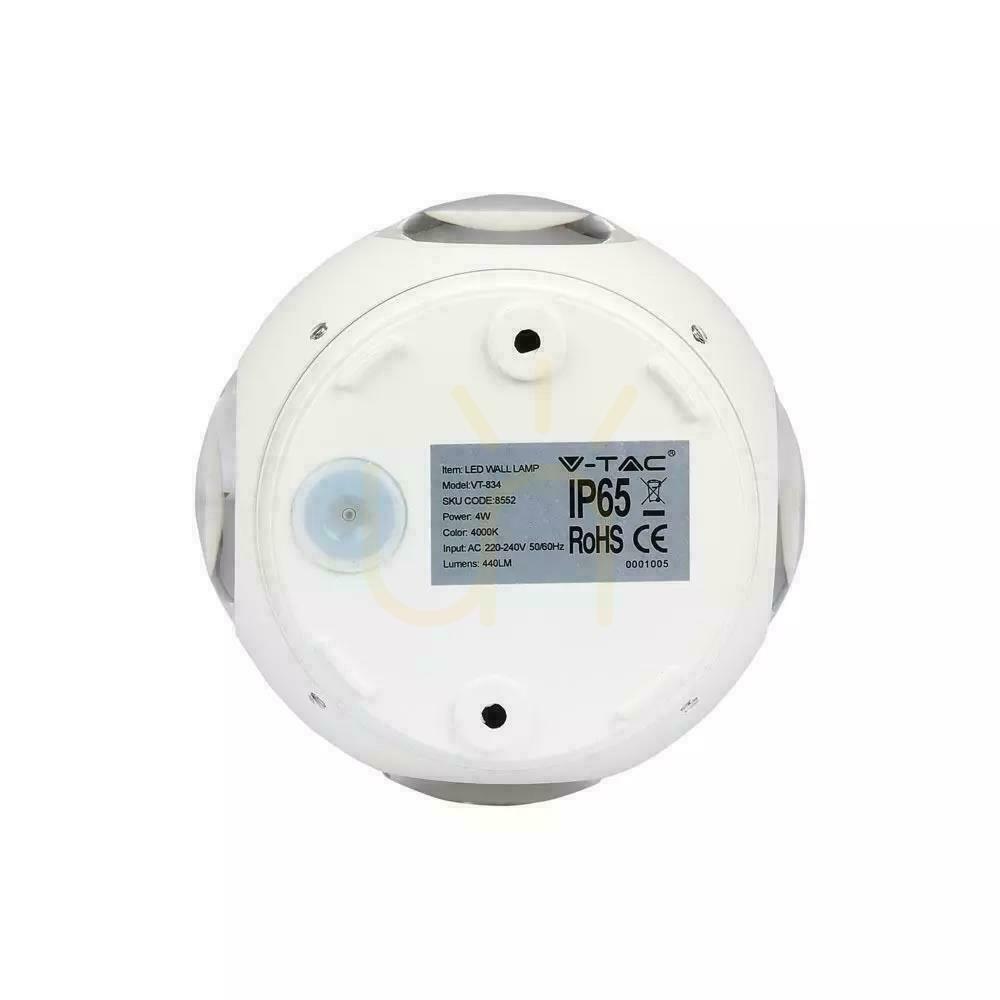 Előadás Fali lámpa V-TAC 4W LED White Round IP65 VT-834 4000K 440lm. Fali lámpa V-TAC 4W LED White Round IP65 VT-834 4000K 440lm.