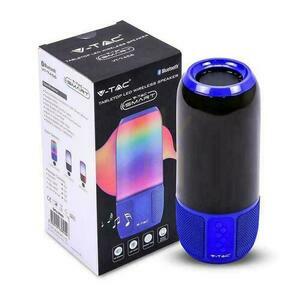 V-TAC vezeték nélküli intelligens LED hangszóró Bluetooth 2x3W USB Micro SD kék VT-7456 small 2