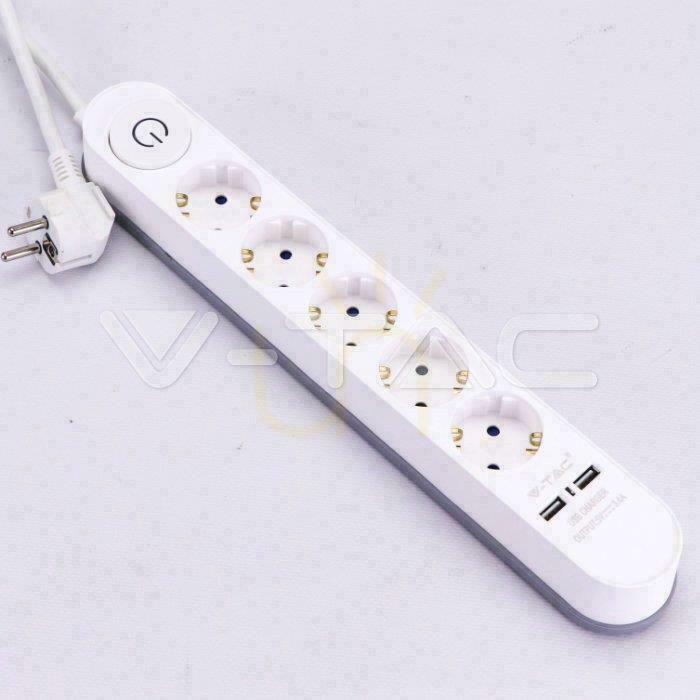 Kilátás V-TAC szalag 5 aljzat 3m , megvilágított kapcsoló, 2xUSB 1.5mm2 FEHÉR VT-1115-3 V-TAC szalag 5 aljzat 3m , megvilágított kapcsoló, 2xUSB 1.5mm2 FEHÉR VT-1115-3