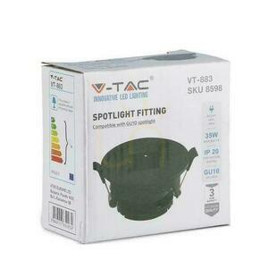 V-TAC VT-883-B mennyezeti lámpatest GU10 foglalathoz, fekete, kerek, négyzetes kerettel small 5