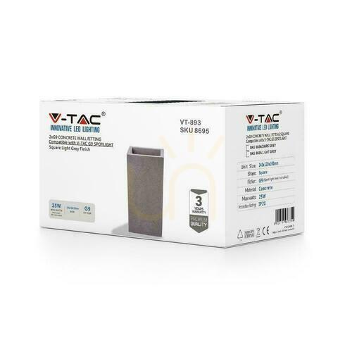 Jelölje be V-TAC BETON fali lámpa 2xG9 LED téglalap alakú fény szürke IP20 VT-893