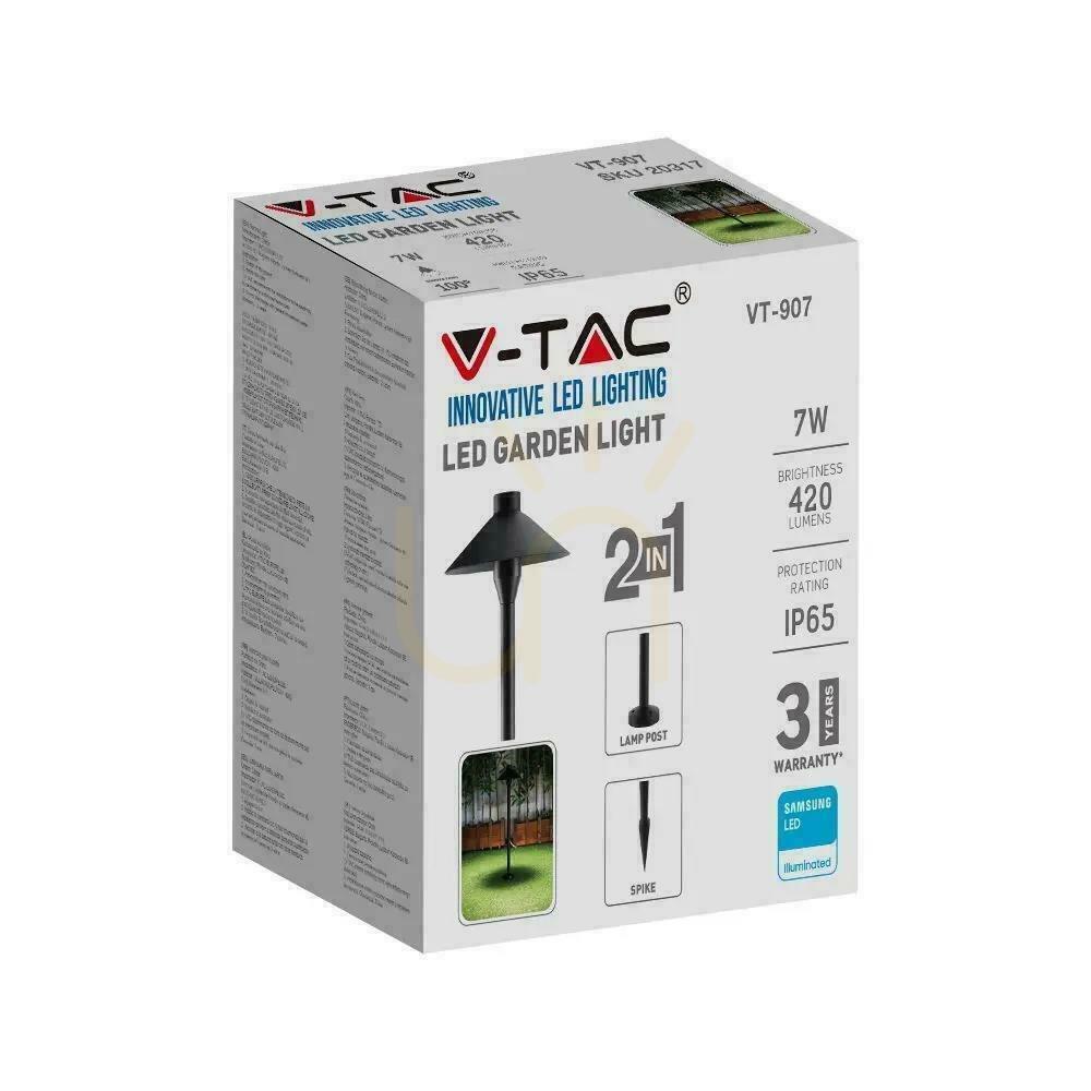 Kijelző V-TAC 7W SAMSUNG CHIP 2 az 1-ben kerti pólus fekete VT-907 6400K 420lm 3 év garancia V-TAC 7W SAMSUNG CHIP 2 az 1-ben kerti pólus fekete VT-907 6400K 420lm 3 év garancia