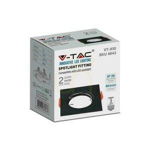 V-TAC VT-930 négyzetes GU10 süllyesztett spotkeret, fekete, 81 × 81 mm, 2 db, SKU 6643 small 3