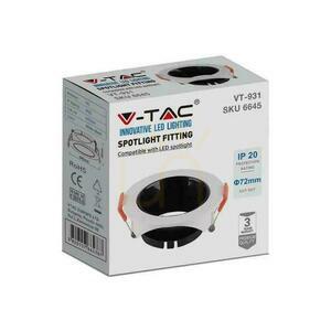 V-TAC VT-931 kerek, süllyesztett GU10 spotlámpakeret fehér, fekete reflektorral, 85 mm small 2