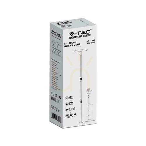 Jelölje be V-TAC VT-948 fekete napelemes LED kerti lámpa 8 W 4000 K 500 lm SKU 6669