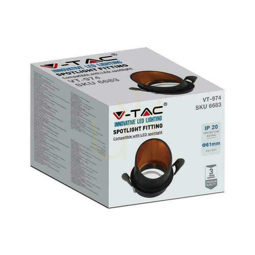 Jelölje be V-TAC GU10 süllyesztett füles fekete+arany VT-974RD-B 3 év garancia