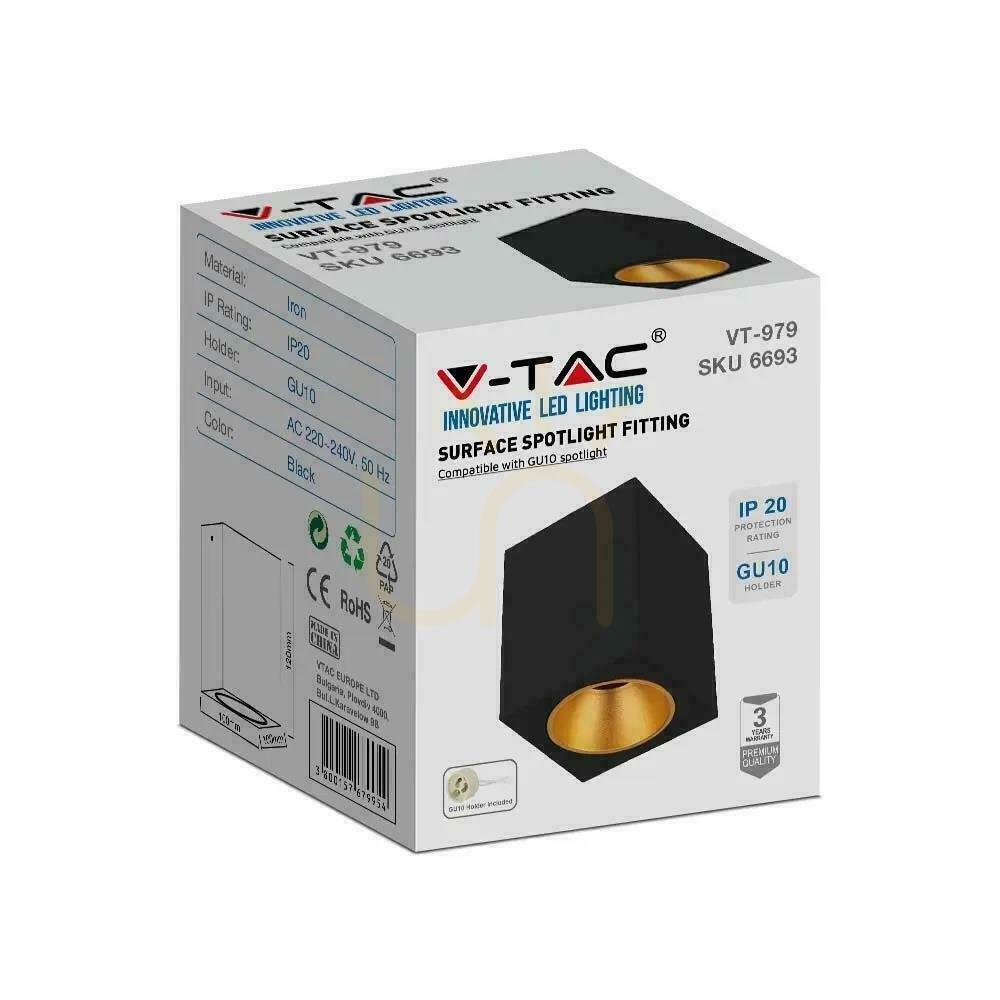 Kilátás V-TAC GU10 négyzet alakú felszíni szerelés Fekete+arany 100x100x120cm VT-979SQ 3 év garancia V-TAC GU10 négyzet alakú felszíni szerelés Fekete+arany 100x100x120cm VT-979SQ 3 év garancia