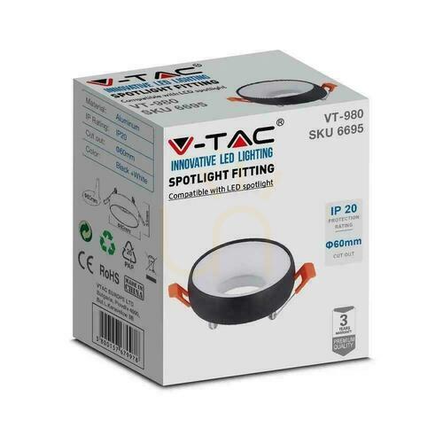 Jelölje be V-TAC GU10 süllyesztett kerek háló fekete+fehér VT-980RD 3 év garancia