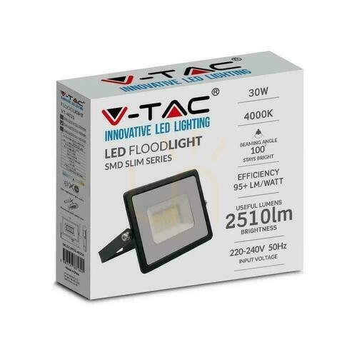 Jelölje be V-TAC 30W SMD E-sorozatú LED projektor fekete VT-4031 4000K 2510lm.