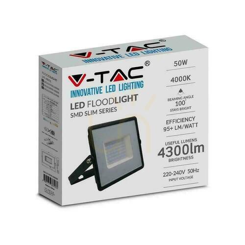 Jelölje be V-TAC 50W SMD E-sorozatú LED projektor fekete VT-4051 4000K 4300lm.