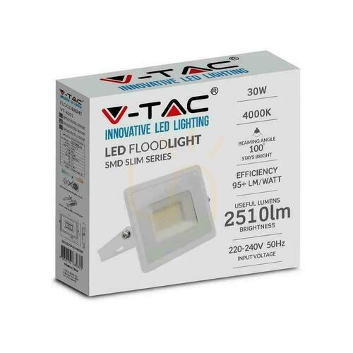 Jelölje be V-TAC LED projektor 30W SMD E-sorozatú fehér VT-4031 6500K 2510lm.
