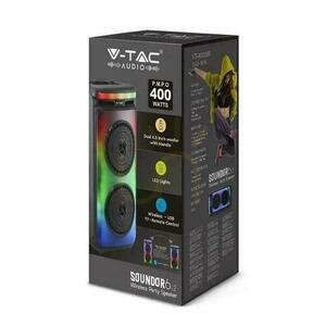 V-TAC hordozható hangszóró 400W mikrofon távirányító BT USB TF FM AUX TWS KARAOKE VT-4000W. 2 V-TAC hordozható hangszóró 400W mikrofon távirányító BT USB TF FM AUX TWS KARAOKE VT-4000W. small 2