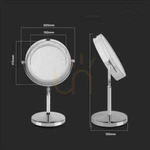 V-TAC hordozható tükör 3W LED-es fürdőszoba smink 4xAAA fi.17CM króm VT-7572 6400K 30lm small 5