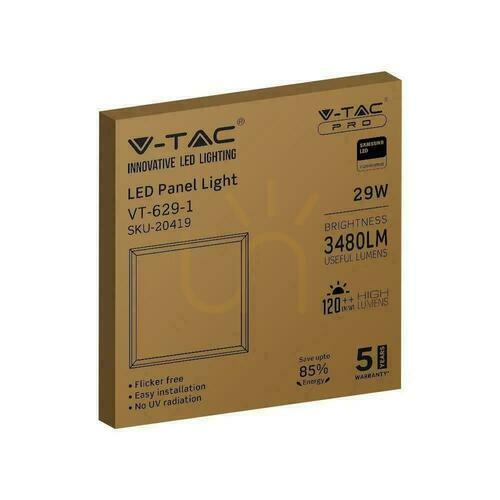 Jelölje be LED panel V-TAC 29W 600x600 SAMSUNG CHIP 120Lm/W VT-629-1 4000K 3480lm 5 év garancia