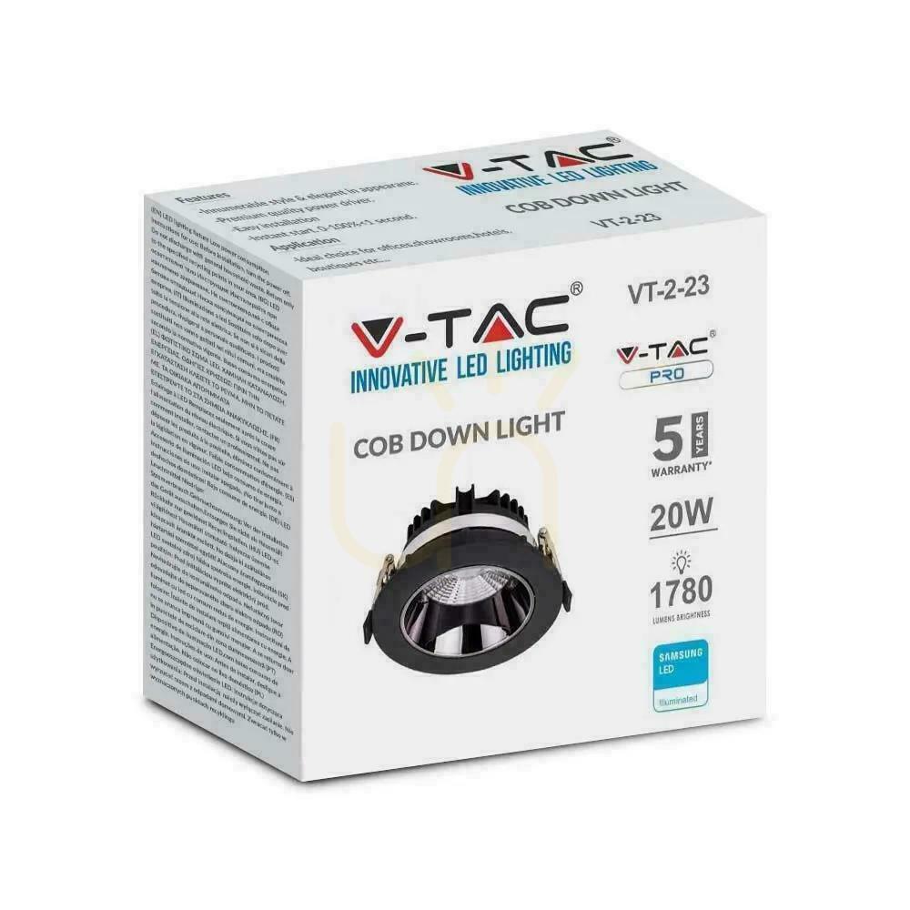 Előadás V-TAC SAMSUNG CHIP 20W Fekete Tilt VT-2-13 3000K 1780lm 5 év garancia V-TAC SAMSUNG CHIP 20W Fekete Tilt VT-2-13 3000K 1780lm 5 év garancia