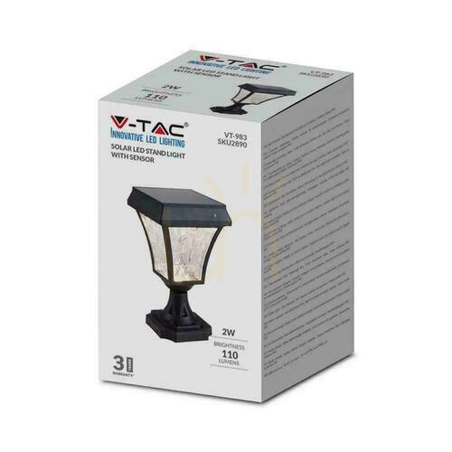 Jelölje be V-TAC 2W LED-es napelemes kerti pólus IP44 25cm VT-983 3000K-4500K-6000K 110lm 3 év garancia 3 év garancia