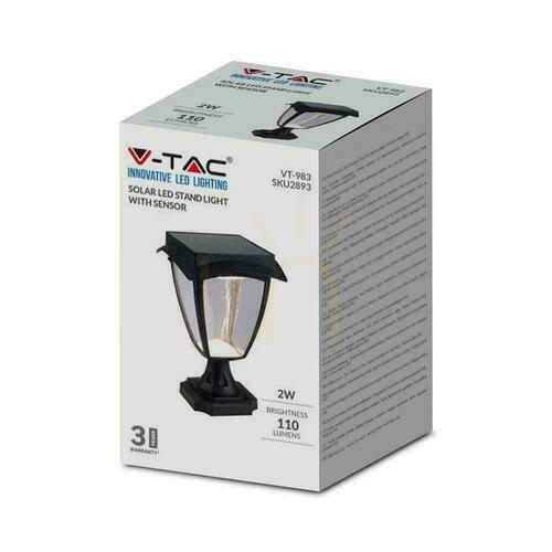 Jelölje be Solar V-TAC 2W LED kerti oszlop IP44 25cm VT-983 3000K + 6000K 110lm 3 év garancia 3 év garancia