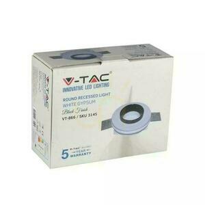V-TAC VT-866-BRD GU10 süllyesztett gipsz lámpatest, fehér fekete gyűrűvel, 100 mm small 2