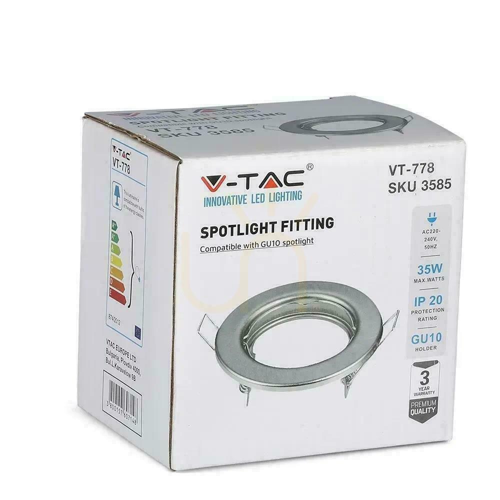 Kijelző Mesh V-TAC GU10 kerek fix szatén (csomag). 2 db) VT-778-SN Mesh V-TAC GU10 kerek fix szatén (csomag). 2 db) VT-778-SN
