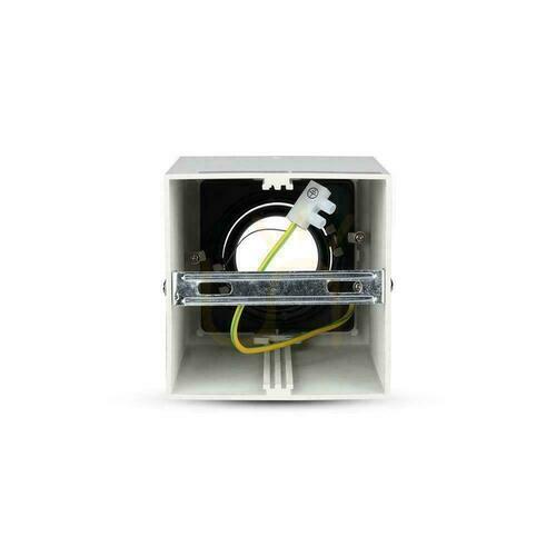 Jelölje be V-TAC VT-797-WH GU10 felületre szerelhető lámpatest fehér, fekete belsővel, 14,2 cm